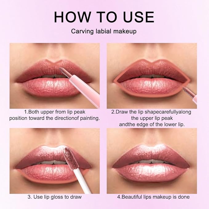 Kaely 2-in-1 Rose Gold Metallic Lipstick and Lip Liner, Shimmer Liquid Metallic Lipsticks for Women, Glitter Lip Gloss Stain Long Lasting Waterproof Smudge Proof 24 Hour, Vegan Makeup, 04