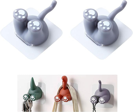 Kids Toothbrush Holder Multi-Purpose Animal Tail Hooks, Kitchen Bathroom Utility Hanger, Wall Mounted Cute Animal Tail Holder for Hanging Towel Key Hat -2 Pack