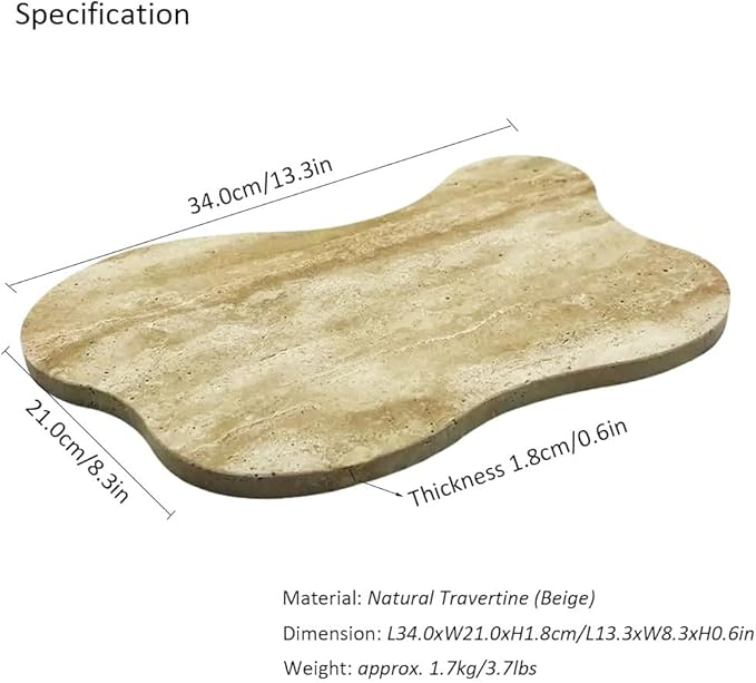 Natural Travertine Tray Luxury Travertine Vanity Organizer Cloud Shape for Bathroom Kitchen Counter, Decorative Tray for Dresser Home Décor