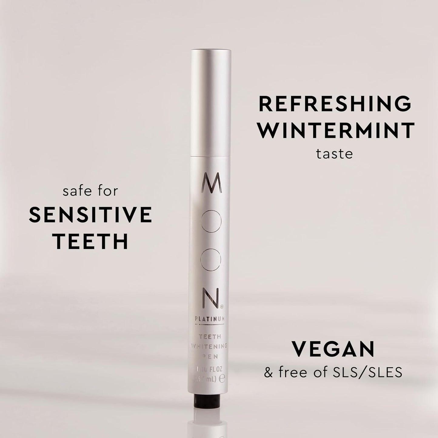 MOON Teeth Whitening Pen, Platinum Mint, 0.09 Fl Oz, Gentle on Teeth, Whitens with Antioxidants & Essential Oils, Vegan Whitening Gel in an Easy Applicator