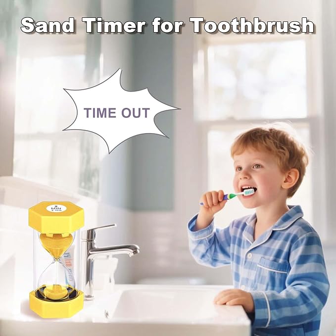 2 Minute Sand Timer Hourglass, Unbreakable Hexagon Plastic Sand Clock Reloj De Arena 2 Minutos, Colorful Hour Glass Sandglass for Classroom Games Kitchen (Yellow)