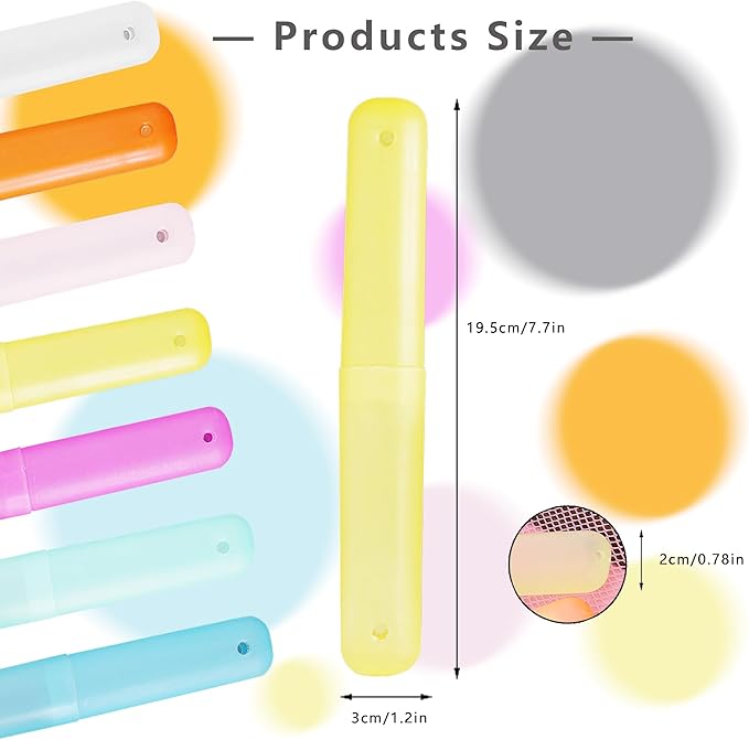 32 Pcs Toothbrush Travel Case, Portable Travel Toothbrush Holder 7 Colors Transparent Frosted Plastic Toothbrush Protector Cover, Classroom Pencil Case for Traveling, Camping, Home, School, Business