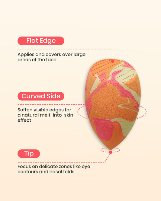 Random 3Pcs Makeup Sponges from 4 Colors, Tricolor Fusion Beauty Shape Makeup Sponge for Foundation, Concealer, Powder Cream and Liquid Application (Blind Box)