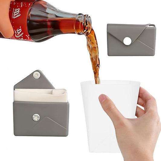 Silicone Collapsible Travel Cup, Foldable Water Cup with Card Bag - Portable Leak-Proof Reusable Mug for Camping, Hiking, Sports (grey)