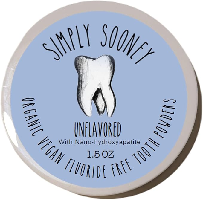 Unflavored Simply Sooney Fluoride Free Vegan Remineralizing Tooth Powder I for Naturally Stronger Teeth (Nano-hydroxyapatite)
