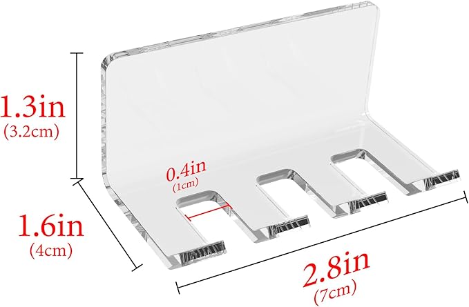 2 Pack Self Adhesive Toothbrush Holders Wall Mounted, 3 Slots Electric Toothbrush Organizer for Shower, Multipurpose Rack Hanger for Power Plug, Razor, Key(Clear)