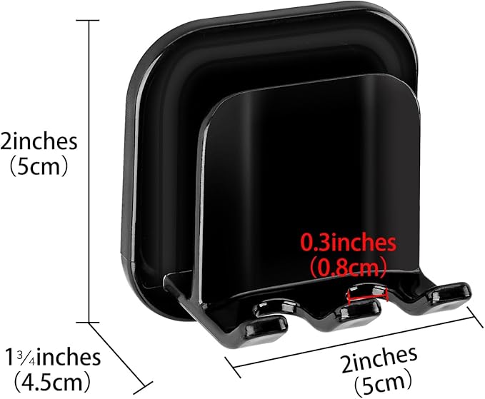 2 PCS Self-Adhesive Toothbrush Holders Wall Mounted, Water Proof Toothbrush Hook, 2 in 1 with Toothbrush Hanger and Gargle Cup Holder for Bathroom Shower (Black)