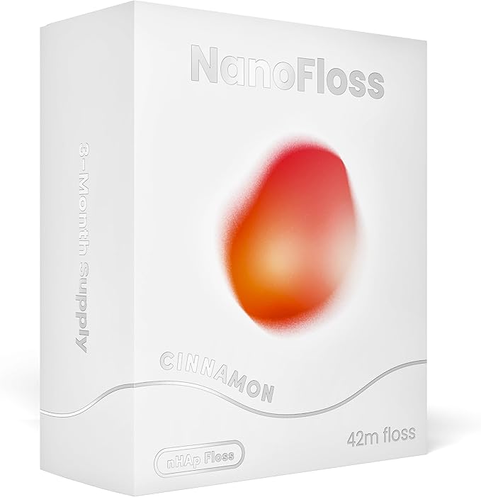 Something Nice NanoFloss Threader for Teeth, Vegan Dental Floss Thread, nHAP1000D Polyester Fiber Waxed with Nano Hydroxyapatite for Enamel Care Kid Friendly, Cinnamon Flavored, 42M