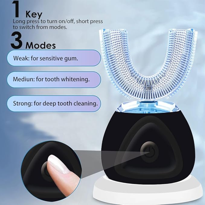 FULYA Ultrasonic Toothbrush with Teeth Whitening Mousse, Automatic Tooth Brush for Adult, 360° Sonic Toothbrushes Waterproof, Rechargeable Electric Ultrasonic Tooth whitening Brush