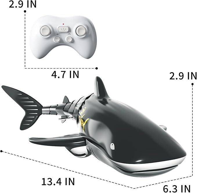 Bennol 2.4Ghz Remote Control Whale Shark Toy for Kids, 1:18 Scale High Simulation Electric RC Fish for Pool, Birthday Christmas Toys for 4-9 Year Olds Boys and Girls