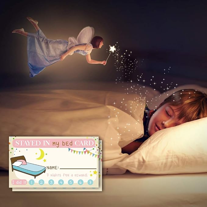 Stayed in My Bed Punch Cards, Pack of 50, Bedtime Routine Chart for Toddlers, Incentive Loyalty Reward, Child Kid Behavior Management, Children's Card, Bedtime Punch Cards, 3.5" x 2"