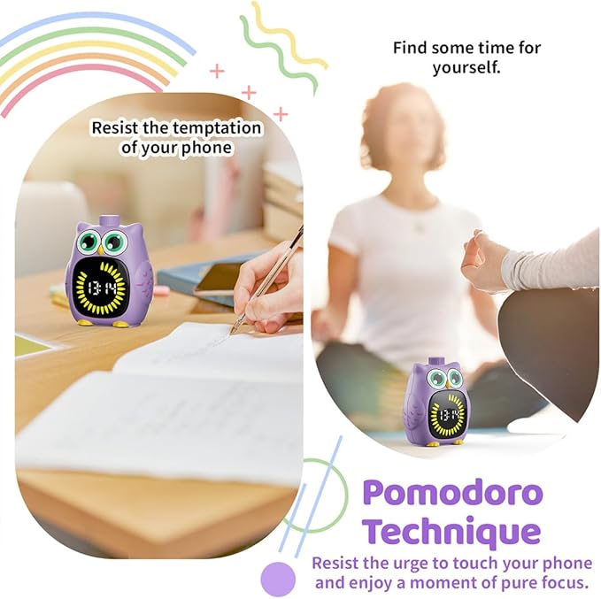 Visual Timer for Kids 99 Minute Kid Timer Visual Countdown Focus Smoother Routines for ADHD Autism Toddler Classroom Home Silent Management Tools Purple