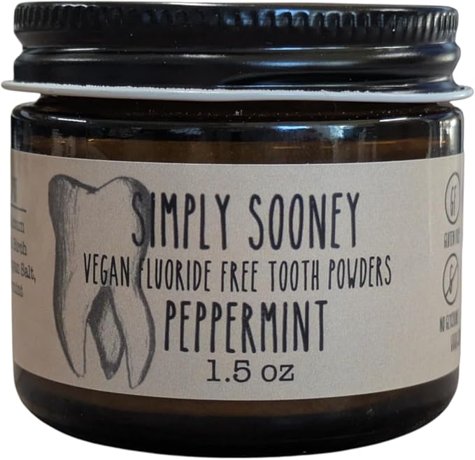 Remineralizing Vegan Fluoride Free Tooth Powder Peppermint Formula I Glass Jar I Stronger Teeth I Fresh Breath I with Xylitol