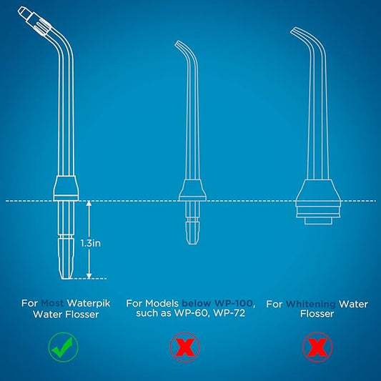 Replacement Heads for Waterpik, Replacement Picks for Water Pik Water Flosser (8 Orthodontic Tips + Storage Case + Travel Case)