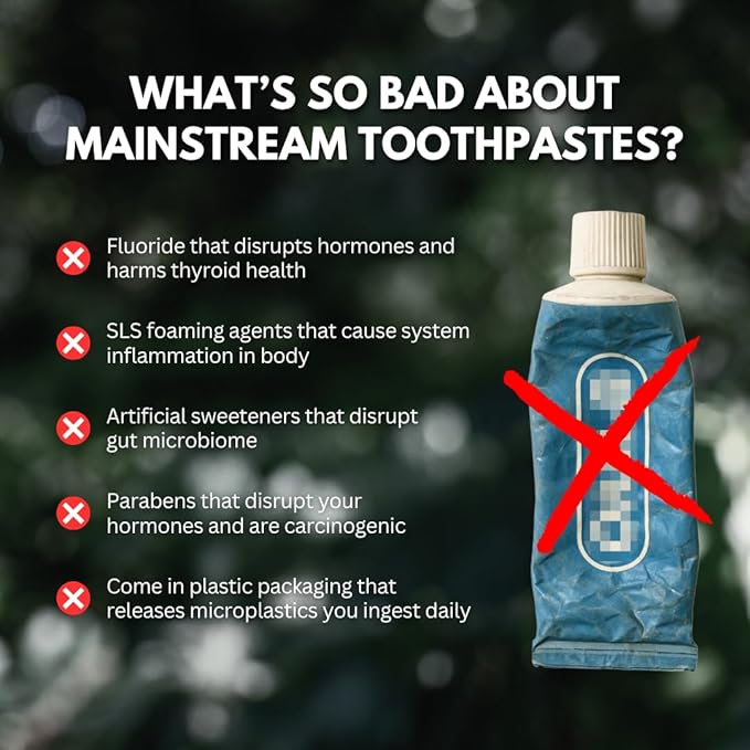 PRIMALS Fluoride-Free Toothpaste Tablets - Nano Hydroxyapatite - Zero Artificial Flavors or Plastic - Remineralizes & Whitens Teeth - 60 Count (1 Month Supply)