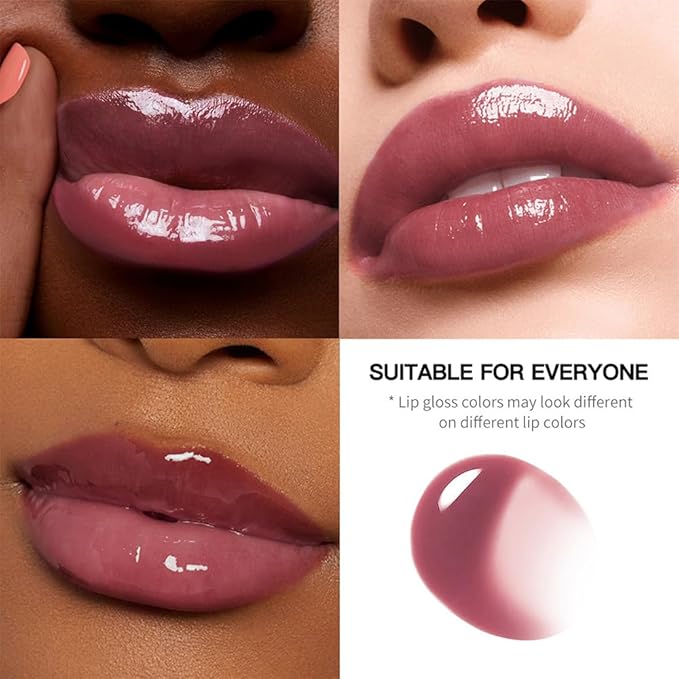 Brown Nourishing Lip plumper Gloss, Purple Moisturizing High Shine Lip Glow Oil, Long Wear Hydration Mini Liquid Lipstick Makeup, Fresh Lightweight Glossy Plumping Lip Gloss for Women (12#)