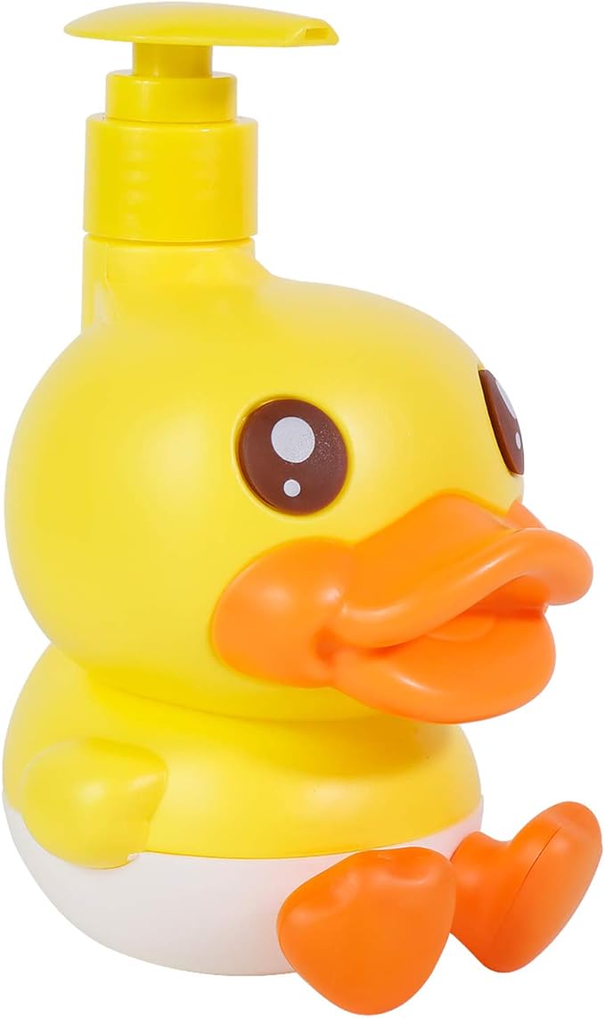 Cute Soap Dispenser for Kids Gift,Fun Dispenser for Bathroom Kitchen Countertop Vanity fit Lotion Shampoo Shower Hand Sanitizer,Animal Yellow B Duck Themed Soap Bottle with Pump Bath Accessories