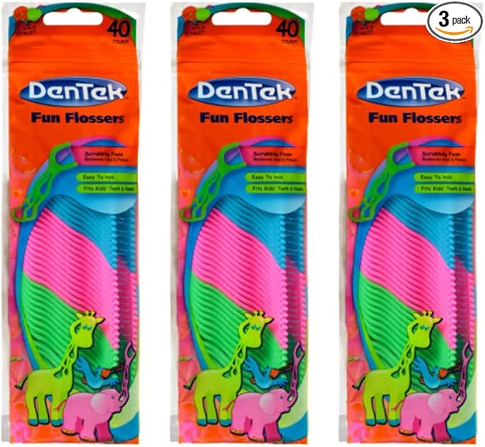 DenTek Kids Fun Flossers, Wild Fruit Flavor 40 Count (Pack of 3)