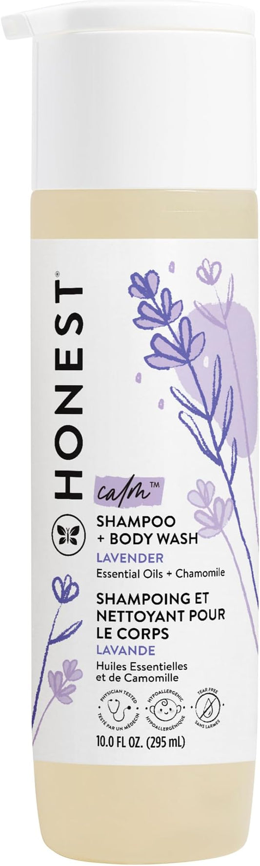 The Honest Company 2-in-1 Cleansing Shampoo Body Wash Gentle for Baby Naturally Derived Tear-free Hypoallergenic Lavender Calm 10 fl oz