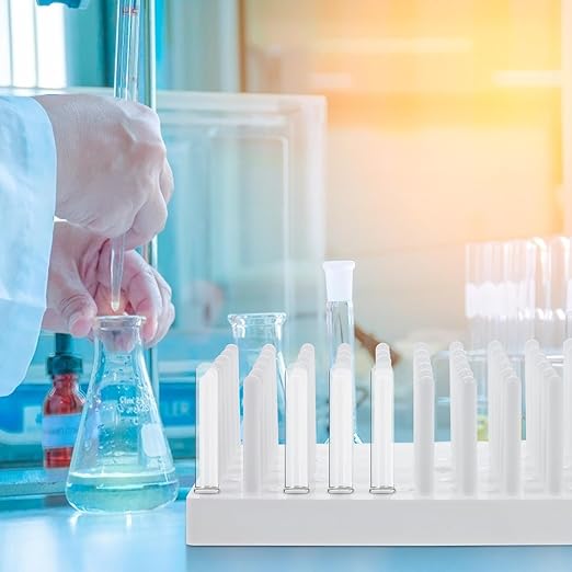 Test Tube Rack Set with Metal Brackets and Polypropylene Holders 3-Piece Lab Tube Stand for Centrifuge Tubes and Glass Test Tubes Compact 6.88X3.74X7.08 Inch Drying and Storage Organizer