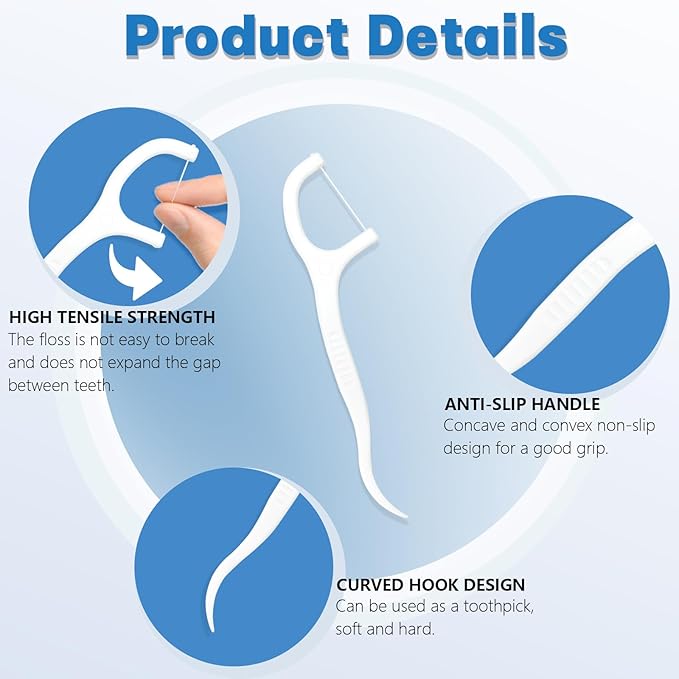 200 Count Tooth Floss Picks, Double Cleaning Tooth Picks Flossers with Bristles,Small Home Tooth Pick for Adult (200)