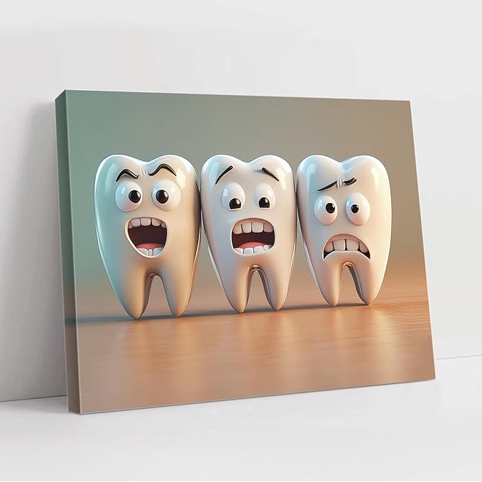 SchindlerBang Children's Dental Art,Bright Colored Tooth Prints,Fun Decor for Pediatric Offices,Brushing Stations,and Family Practices 12x16inch Ready to Hang