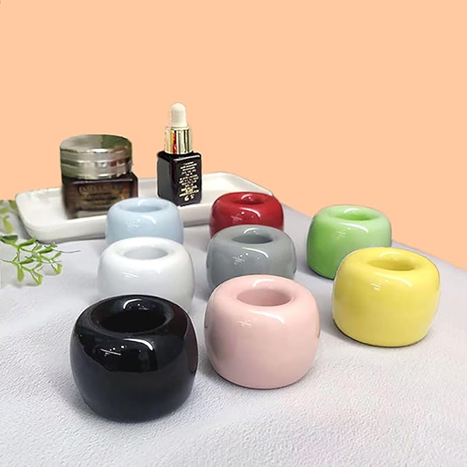 3PCS Ceramic Toothbrush Holder, Mini Tooth Brush Stand Portable Bathroom Accessories Organizer Makeup Tool Holder (Style B)