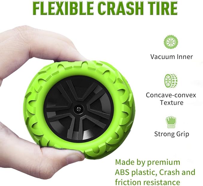 Remote Control Car for Kids 6-12 Years Old, Birthday Gift Toy for Boys Age 6 7 8+, RC Car Stunt with Light 4WD Double Side Racing Vehicle 360° Flips Offroad Indoor Outdoor Sand Grass Garden Green