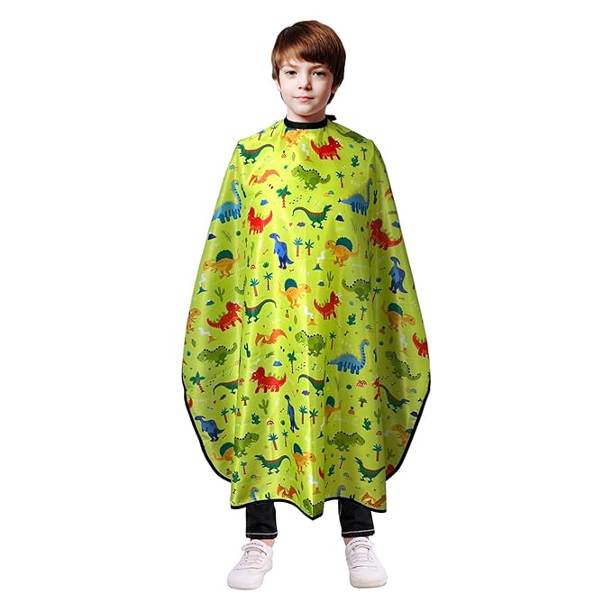 Kids Waterproof Salon Shampoo Capes - 39" 51" (Yellow Dinosaur)