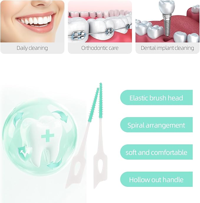 350Pcs Dental Floss Picks Soft Silicone Disposable interdental Brushes, Dental Picks Toothpick Brush for Cleaning Teeth Health