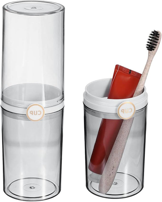 uxcell 1Pcs Travel Toothbrush Case, Portable Travel Toothbrush Holder with Cover, Toothbrush and Toothpaste Container for Bathroom, Gym,Business Trip, Camping (Black)