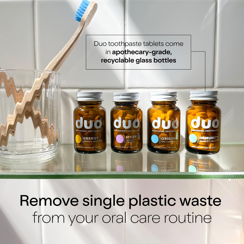 Duo Immunity Toothpaste Tablets – Vitamin D3 + B12 with Nano-Hydroxyapatite | Oral Health Supplement | Wild Mint & Sage Flavor | 186 Tablets, 1 Bottle