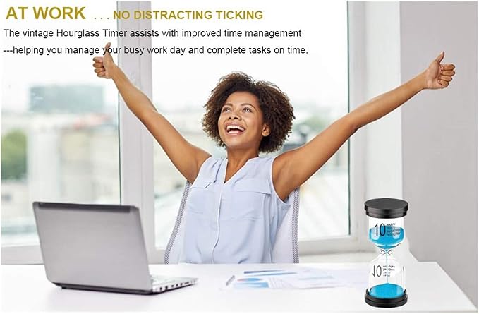 Hourglass Sand Timer 10 Minutes: Plastic Sand Clock 10 Minutes, Large Blue Sand Watch 10 Min, Colorful Hour Glass Sandglass Timer for Kids, Games, Classroom, Kitchen, Decorative