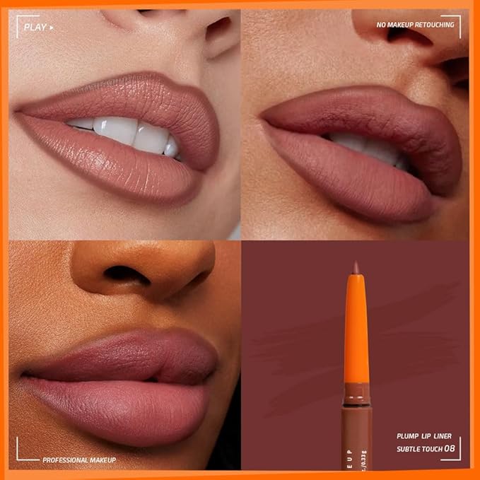 Matte Lip Liner Pencil for Shaping Lips, Retractable Creamy Brown Crayon LipLiner Pencil, Long Lasting Waterproof Lipstick Lip Liner Makeup, Vegan Beauty 08#
