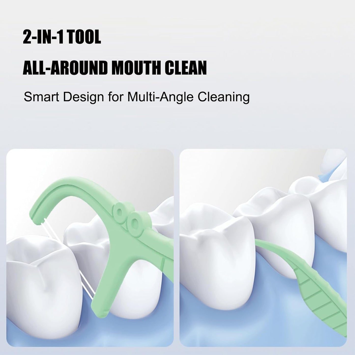 Mint Twin Line Dental Floss Picks - 400 Count (2 Packs of 200) | Minty Fresh Floss Sticks for Adults | Unique Seahorse Design | Individually Wrapped for Hygiene & Convenience