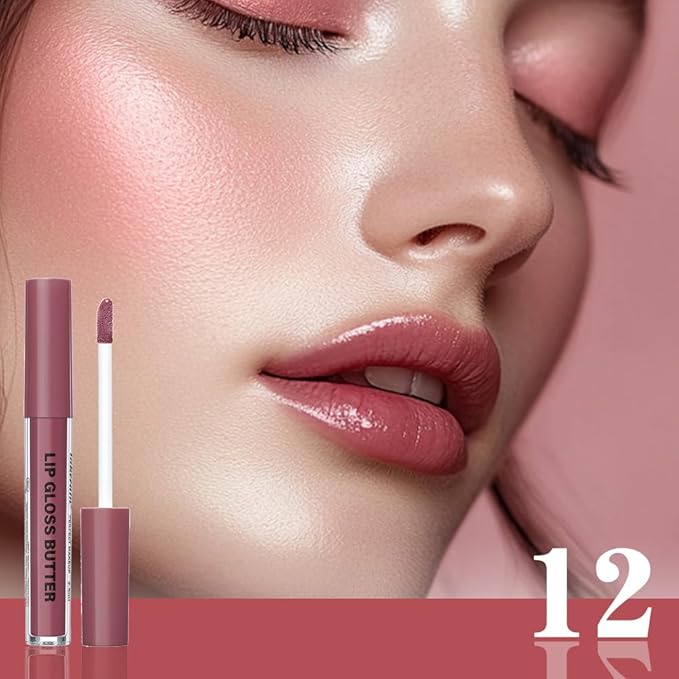 Brown Nourishing Lip plumper Gloss, Purple Moisturizing High Shine Lip Glow Oil, Long Wear Hydration Mini Liquid Lipstick Makeup, Fresh Lightweight Glossy Plumping Lip Gloss for Women (12#)