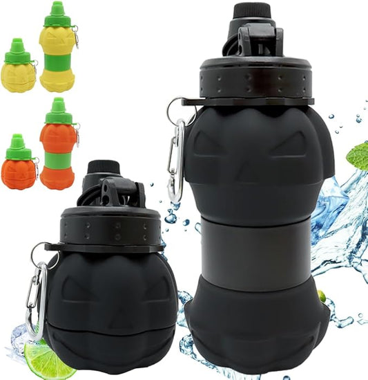 Silicone Folding Water Bottle - 550ml 18oz | BPA-Free, Portable & Lightweight,Water Cups Ideal for Outdoor Hiking & Indoor Sports Travel-Friendly