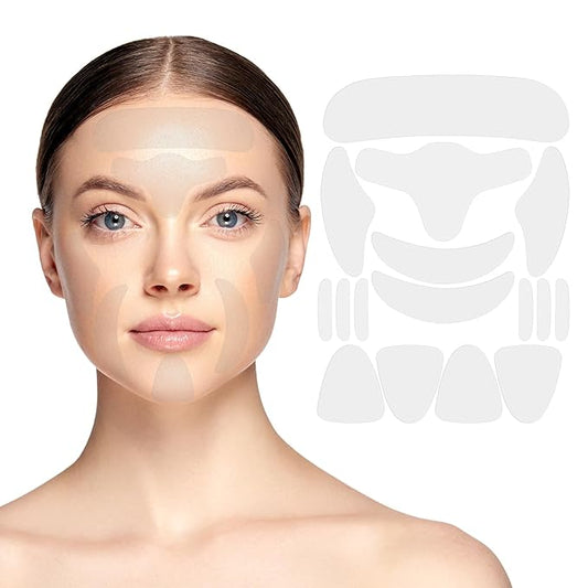 18pcs Facial Wrinkle Patches, Transparent Women Anti Wrinkle Facial Patches Suitable for Forehead Lines Frown Areas Smile Creases and Chin