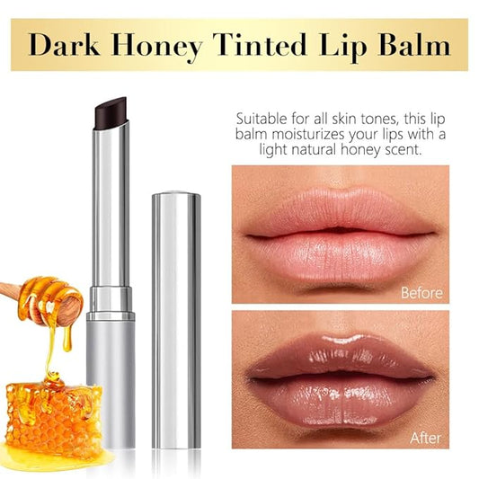 Brown Honey Butter Lipstick Tinted Lip Balm, Shine Moisturizing Plumper Lipstick for Women, Natural Nourishing Hydrating Lip Gloss Stain for Dry Lips, Lightweight Lip Liner Care Makeup, Vegan