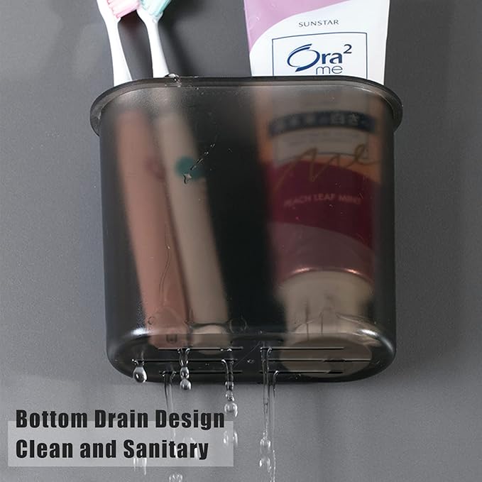 2 Packs Wall Mounted Toothbrush Holder, Self Adhesive Tooth Brush Holder for Bathroom Electric Toothbrush Toothpaste Razor Bathroom Accessories(Black)