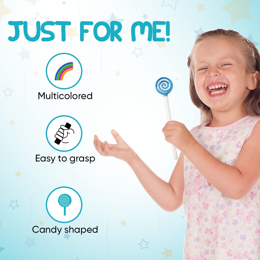 Kids Tongue Scraper or Cleaner Set – BPA-Free Plastic Dental Scrapers Helps Freshen Bad Breath, Remove Gunk – Multicolored with Easy-to-Grasp Handles and Brush Covers by 55Dental, Ages 2+ (Blue)