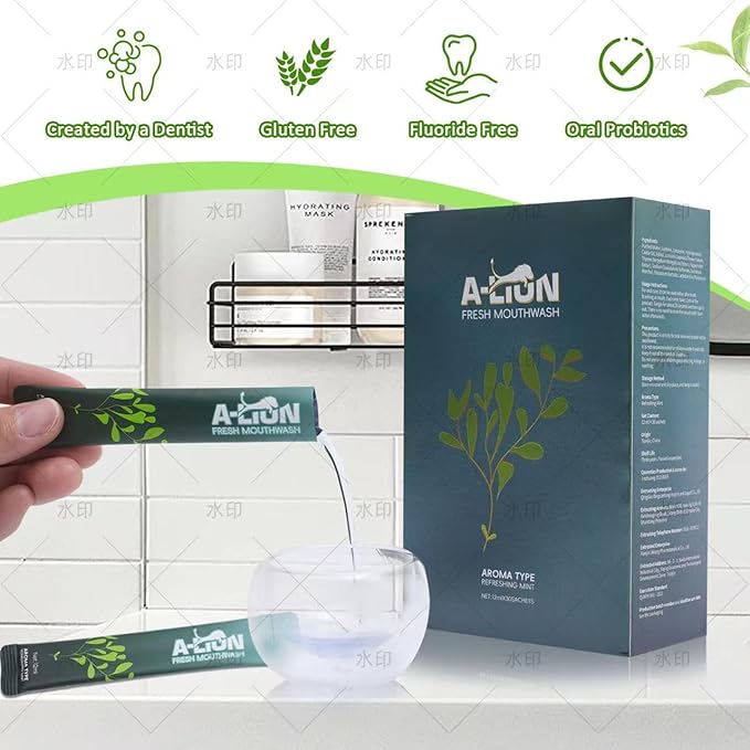 A-LTON Fresh Mouthwash Travel Packets, 30 Single-Use Pouches, Mint Flavor, Alcohol-Free, 24-Hour Fresh Breath (1)