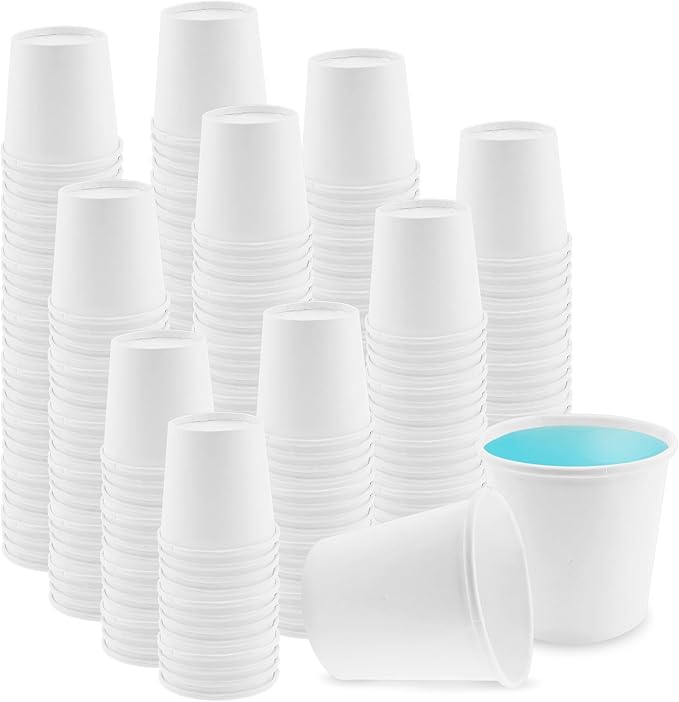 200 Pack Bathroom Cups, White Mouthwash Cups, Disposable Mini Espresso Paper Cups for Bathroom,Travel, Picnic (White, 4, ounces)