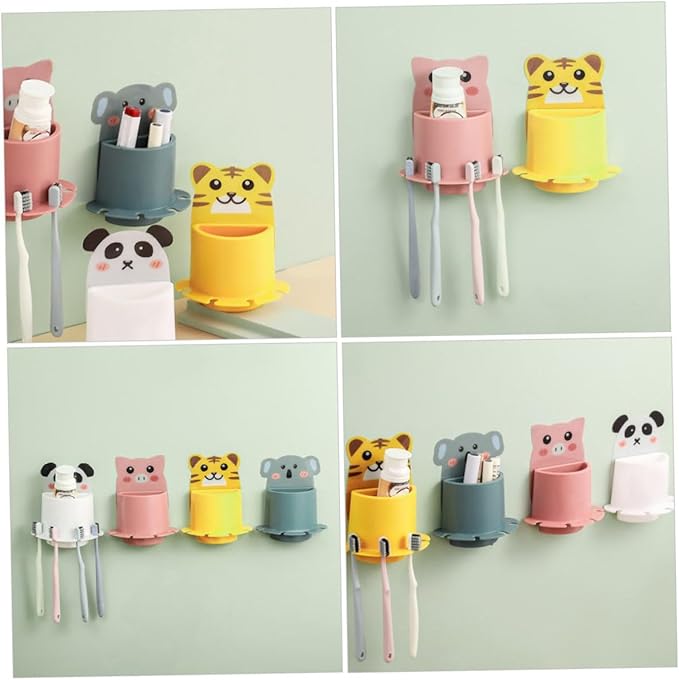Creative Wall-Mounted Toothbrush Holder Pink Pig Design Suction Cup Bathroom Storage Rack No-Drill Compact Shelf for Bathroom Organization and Toothbrush Toothpaste Storage