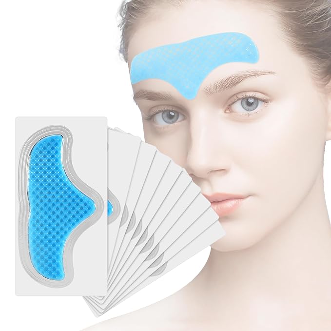 10 PCS Facial Wrinkle Patch, Forehead Moisturizing Patch for Smooth Smile Line, Frown Line & Crows Feet, Facial Pads for Under Eyes, Lips, Forehead