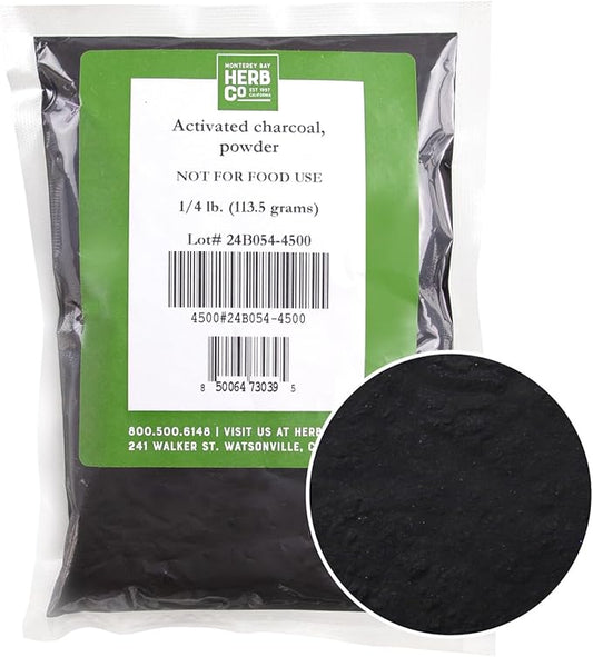 MONTEREY BAY HERB CO. Activated Charcoal Powder | Use for Body Care, Face Masks, Toothpaste (1/4lb)