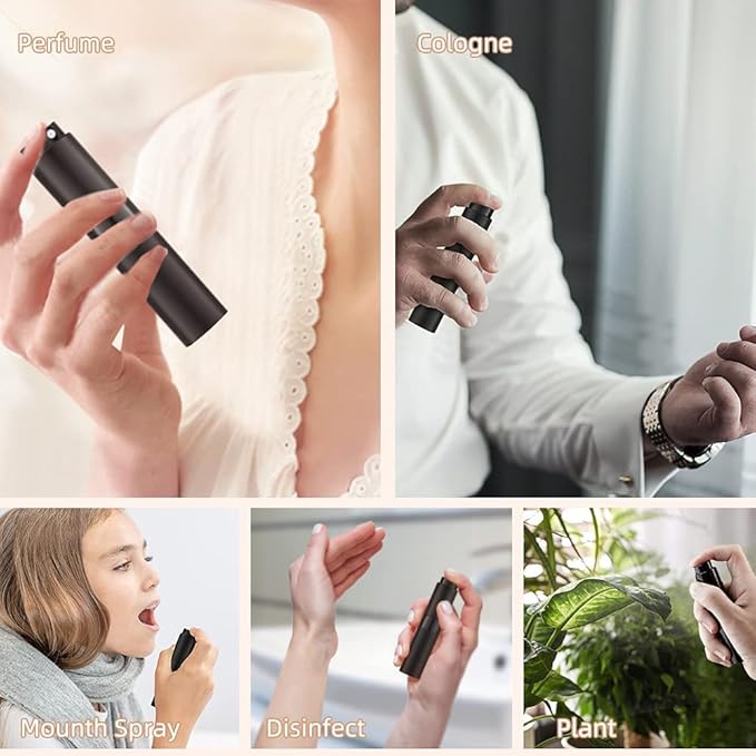 Lisapack 8ML Atomizer Perfume Spray Bottle for Travel (3 PCS) Empty Cologne Dispenser, Portable Sprayer (Black, Silver, Brown)