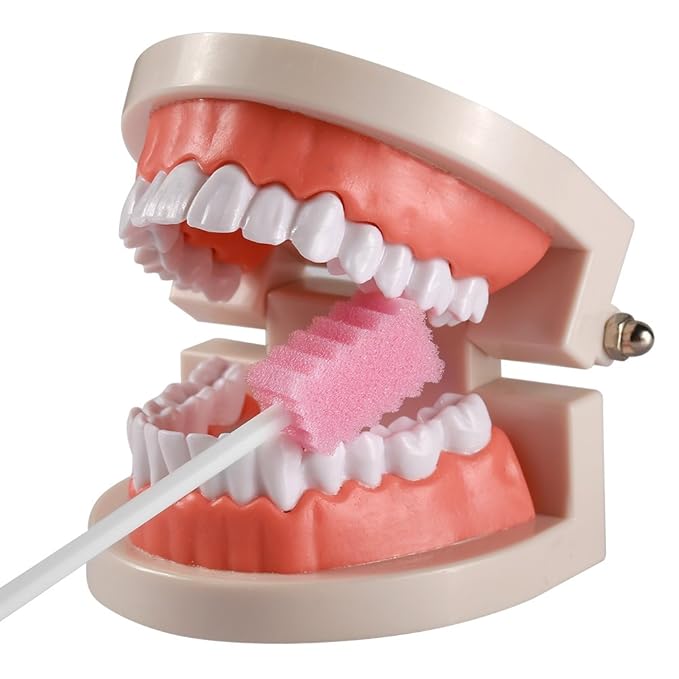 (100 Pack) Disposable Oral Swabs, Sterile Dental Sponge Swabsticks Unflavored for Mouth or Gum Cleaning - Sponge and Paper Rod.