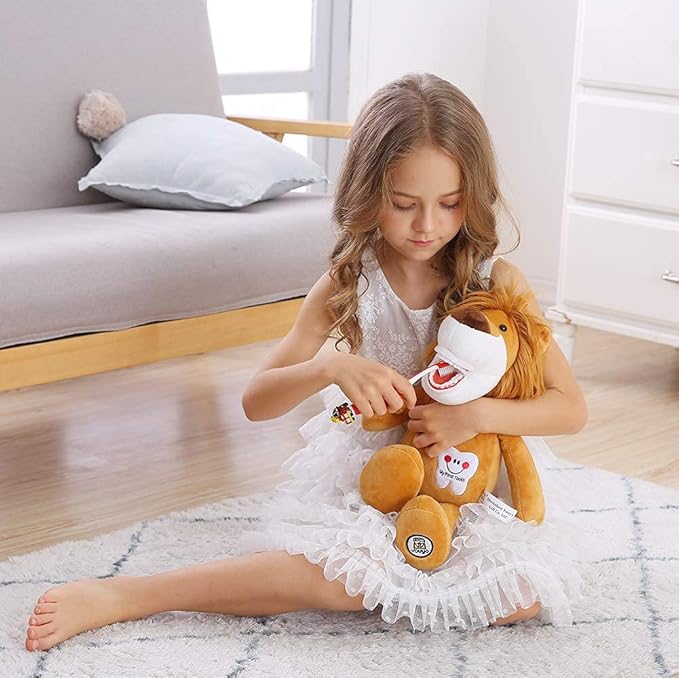 Tooth Fairy Plush, Oral Health Presentation Doll Puppet Little Lion Tooth Fairy Dental Educational Plush Small Size Doll with Teeth for Kids Chidren Boys Girls