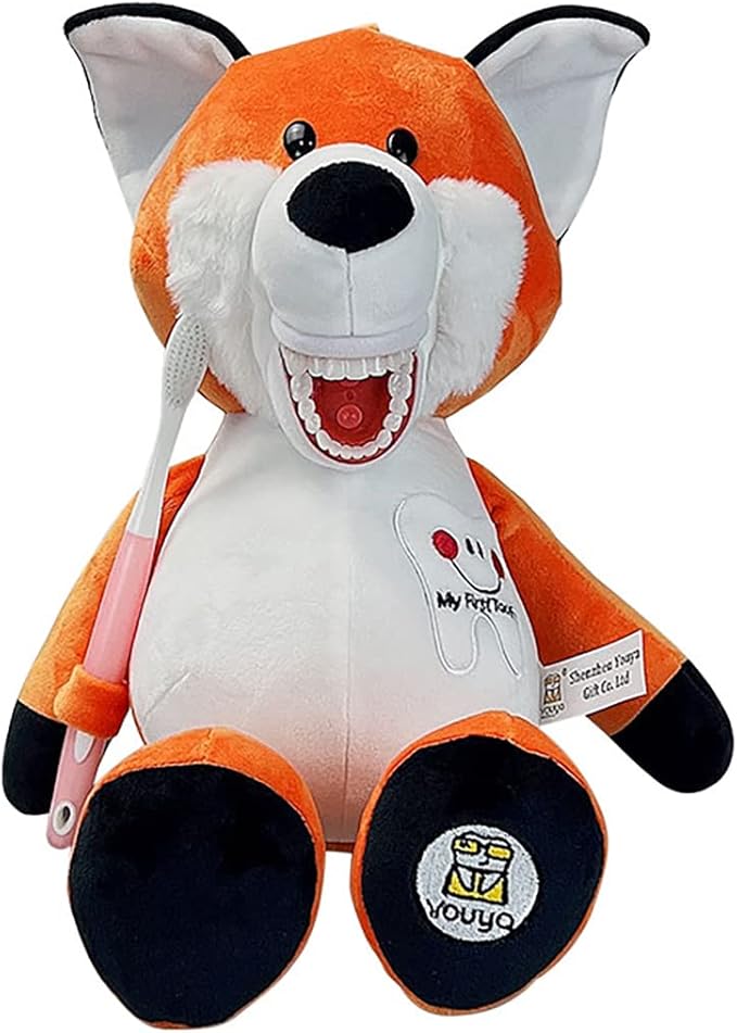 Tooth Fairy Plush Doll, YOUYA DENTAL Dental Plush Oral Health Presentation Puppet Fox Tooth Fairy Dental Educational Plush Small Size Doll with Teeth for Kids Chidren Boys Girls